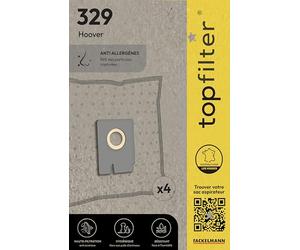 TopFilter 64329 Lot de 4 sacs aspirateur Hoover Freespace EVO, sac aspirateur, poche aspirateur, accessoire aspirateur, Non tissé polypropylène, Caoutchouc, Carton, 30 x 26 cm