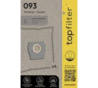TopFilter 93, 4 sacs aspirateur pour Moulinex boîte de sacs d'aspiration en non-tissé, 4 sacs à poussière (30 x 26 x 0,1 cm), Blanc