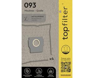 TopFilter 93, 4 sacs aspirateur pour Moulinex boîte de sacs d'aspiration en non-tissé, 4 sacs à poussière (30 x 26 x 0,1 cm), Blanc