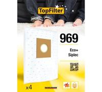 TopFilter 969, 4 sacs aspirateur pour Eco + et Siplec boîte de sacs d'aspiration en non-tissé, 4 sacs à poussière (30 x 26 x 0,1 cm), Blanc