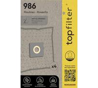 Lot de 4 sacs aspirateur pour Rowenta et Moulinex TopFilter Premium ref 64986 Blanc