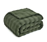 Topfinel Couverture Polaire 220x240cm,Tissu à Bulles Ultra Doux, Plaid Chaude et Cocooning,Oeko-TEX,Couverture Lit 2 Personnes,Adaptée aux Bebe, Enfant et Animaux (Chien, Chat),Vert Olive