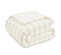 Topfinel Couverture Polaire Lit 1 Personne,Tissu à Bulles Doux, Couverture Cocooning et Chaude, Idéale pour l’Automne,Blanc,Oeko-TEX,1-130x150,Idéal pour Le Canape, La Voiture et Les Voyages