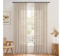 Topfinel Ensemble de Rideaux Beiges 2 pièces pour Salon, avec Bande froncée pour système de Tringle, Voilage Semi-Transparent, Taille légère, 140L x 280H cm(LxH