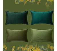 Topfinel Housse Coussin 30x50 Vert Décoration Chambre Enfant Bebe Lot de 4 Velours Doux Housse de Coussin pour Canapé Lit Salon Fauteuil de Bureau Chaise Voiture Scandinave à Motif Uni Boheme