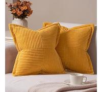 Topfinel Housse Coussin 40x40 Jaune Lot de 2 Decorative Coloré Boheme Chambre Enfant Salon Maison Scandinave Housse Coussin Carré Côtelé en Velours Doux pour Canapé Fauteuil de Bureau Jardin