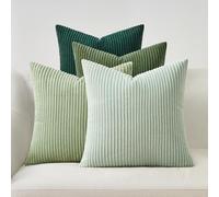 Topfinel Housse Coussin Vert Clair 45x45cm Decoration Chambre Salon Maison Lot de 4 Housse de Coussin Canape Lit Jardin Déco Aesthetic Scandinave pour Canapé en Velours Côtelé