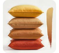 Topfinel Housse de Coussin 40 x 40 Jaune Lot de 4 Decoratives Colorees Dégradées Boheme Chambre Enfant Salon Maison Housse Coussin Carré Velours Doux pour Canapé Lit Jardin Déco Aesthetic Scandinave