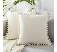Topfinel Housse de Coussin 45x45 Blanc Decoration Chambre Fille Lot de 2 Coussins et Accessoires Decoratifs pour Canapé Design Double Face de Couleur Uni en Velours