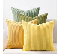 Topfinel Housses de Coussin 60x60 Jaune-Vert Décoration Chambre Salon Maison Lot de 4 Housse Coussin Canapé Lit Jardin Déco Aesthetic Scandinave pour Canapé en Velours Côtelé