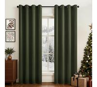 Topfinel Petit Rideau Occultant 140L x 145H cm Rideau Vert Olive Rideau Thermique Isolant Anti Chaleur Tenture Opaque à Oeillets Anti UV Rideaux Petite Fenetre pour Chambre Salon Intérieurs 2 Pièces