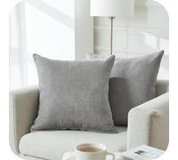 Topfinel Petite Housse de Coussin Gris Clair 35x35 cm Canapé Decorative Salon Scandinave Lot de 2 Housse Coussin Carré Chambre Bebe Maison Double Face Motif Uni en Chenille Doux avec Zip Invisible