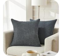 Topfinel Petite Housse de Coussin Gris Foncé 35x35 cm Canapé Decorative Salon Scandinave Lot de 2 Housse Coussin Carré Chambre Bebe Maison Double Face Motif Uni en Chenille Doux avec Zip Invisible