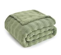 Topfinel Plaid Canape Grande Taille,Tissu Polaire à Bulles, Ultra Doux, Couverture Chaude et Cocooning,Oeko-TEX,Couverture Lit 2 Personnes,Adaptée Bebe, Enfant,Chien,Chat,Vert Sage,150x200CM