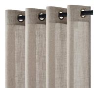 Topfinel Rideau Salon Lin 140x260cm, Rideaux Voilage pour Chambre, Moderne Rideau Translucides et Draperies Intérieurs à Oeillets Décorati Dressing Cuisine Porte Fenetre 2pcs Taupe