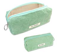 Topfunyy Jolie trousse à crayons en velours côtelé pour étudiants, grande trousse à crayons, trousse de maquillage, organisateur de papeterie pour garçons et filles adolescents, vert, mignon