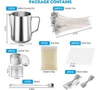Topgearworld Diy Candle Making Kit Includes 120g Soy Wax,2 Boxes With Lids,A Spoon,2 Iron Wick Holders,50 Candle Wicks,56 Candle Stickers (Silver)