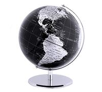 TOPGLOBE Globe terrestre 20 cm avec base en métal - Décoration éducative/géographique/moderne de bureau - Noir métallique