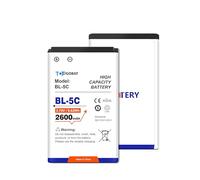 TOPGOABT Lot de 2 batteries BL-5C 2600 mAh haute capacité compatibles avec les appareils utilisés BL-5C Radio BT Haut-parleur Caméra