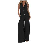 Topgrowth Accessorio Ensemble complet femme 2 pièces en lin et coton pour femme, vêtements d'été légers, confortables et pantalons longs, combinaisons pour femme élégantes, de cérémonie, de plage, de