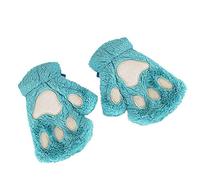 Topgrowth Accessorio Femmes Gants en peluche Kawaii Chat avec pattes pour cosplay - Mitaines à doigts ouverts en fourrure synthétique pour filles, taille unique