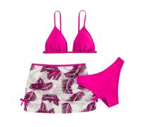 Topgrowth Accessorio Filles Maillots de Bain 3 Pièces Fille Bikini Filles Ensemble Maillots de Bain Piscine Plage Imprimer Bikini Ensemble Filles Filles Beachwear, Z3 - Rose chaud, 8-10 ans