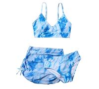 Topgrowth Accessorio Filles Maillots de Bain 3 Pièces Fille Bikini Filles Ensemble Maillots de Bain Piscine Plage Imprimé Bikini Ensembles Filles Beachwear (E-Blue, 10 ans), E-Bleu., 10 ans