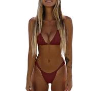 Topgrowth Accessorio Maillot de bain pour femme deux pièces Bikini Ensemble de maillots de plage rembourré soutien-gorge Bikini haut Triangle Tanga Robes de plage Brésilien Beachwear Swimwear, Café, S