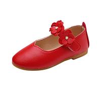 Topgrowth Chaussures de Bébé pour Filles Chaussures Princesse Fille Chaussures Basses de Fête en Cuir pour Filles Chaussures de Ballerine Chaussures Antidérapant, rouge, 32 EU