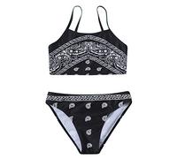 Topgrowth Filles Maillots de Bain Deux Pièces Maillot de Bain Fille Deux Pièces Bikini Impression Belle Bikini Ensemble Filles Pour 7-14 Ans Beachwear, Noir , 11-12 ans