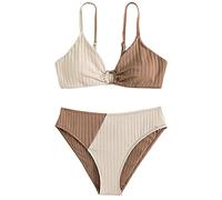 Topgrowth Filles Maillots de Bain Deux Pièces Maillot de Bain Fille Deux Pièces Bikini Impression Belle Bikini Ensemble Filles Pour 7-14 Ans Beachwear, Zb-blanc, 10-11 Ans
