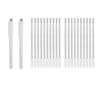 TopHomer 2 stylos à encre effaçable à la chaleur pour textile, stylo blanc à disparition thermique avec 20 recharges pour cuir, tissu, matelassage, confection
