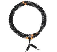 TopHomer Bracelet de 108 perles - Collier de perles de prière bouddhiste, 2 styles : perles lisses et motif dragon, accessoire Feng Shui pour femme/homme, Eine Grösse, obsidienne, Pas de gemme