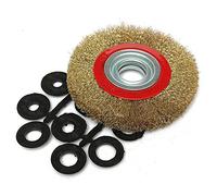 TopHomer Brosse circulaire à fils d'acier 200 mm 1PC - 10 adaptateurs 13/ 16/ 22/ 25 mm | Pour nettoyage métal, meuleuse, touret à meuler, or