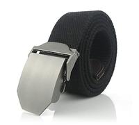 TopHomer Ceinture en toile noire de 130 cm pour homme et femme, ceinture de travail en toile avec boucle en métal robuste à dégagement rapide pour l'entraînement, les loisirs, le travail, les sports