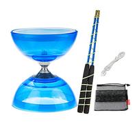 TopHomer Diabolo Jonglage Kit, Diabolo Triple roulement pour Débutants et Professionnels avec Cordon de Rechange de 10 m, Barre Professionnelle, Sac en Filet Diabolo (Bleu, Style Ordinaire)