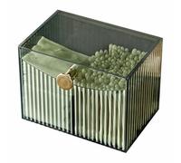 TopHomer Distributeur de cotons-tiges et de tampons, 1 support de coton acrylique avec couvercle, organiseur de salle de bain à 2 compartiments pour coiffeuse, salle de bain, chambre à coucher, vert