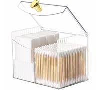 TopHomer Distributeur de cotons-tiges et porte-tampons, 1 support de coton acrylique avec couvercle, organiseur de salle de bain à 2 compartiments pour coiffeuse, salle de bain, chambre à coucher