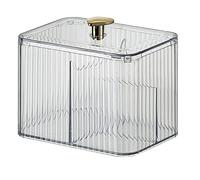 TopHomer Distributeur de tampons de coton pour salle de bain avec couvercle pour salle de bain, vanité et organisation de bureau (transparent)