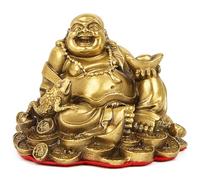 TopHomer Feng Shui Figurine de Bouddha - Statuette de décoration asiatique avec certificat de consécration - Aspect métal - Décoration de Bouddha pour la maison et le bureau - Cadeau Fengshui chinois