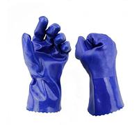 TopHomer Gants de travail antidérapants et imperméables en PVC avec doublure en nylon, résistants à l'acide, aux alcalins, à l'huile, bleu, 1 paire