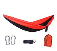 TopHomer Hamac de camping léger en nylon pour 2 personnes Rouge et noir 270 x 140 cm