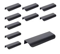 TopHomer Lot de 10 poignées cachées pour meubles de cuisine, placard, bibliothèque - 120 mm - Noir - Espacement des trous de 96 mm