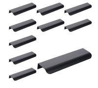 TopHomer Lot de 10 poignées cachées pour meubles de cuisine, placard, bibliothèque - 150 mm - Noir - Espacement des trous de 128 mm