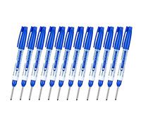 TopHomer Lot de 12 marqueurs à trou profond, étanches à longue tête fine de 30 mm, outil de marquage pour le travail du bois, la construction, la fabrication (bleu)