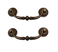 TopHomer Lot de 2 poignées d'armoire vintage de 140 mm en fer noir avec anneaux pivotants pour poignées d'armoire, poignées de placard universelles en cuivre et laiton