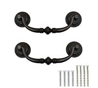 TopHomer Lot de 2 poignées de tiroir vintage, boutons à anneau anciens avec vis, kit universel de 14 cm, pour portes d'armoire, pour chambre à coucher, salle de bain, cuisine, [fer noir]