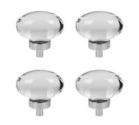 TopHomer Lot de 4 boutons de placard de 45 mm en cristal artificiel transparent et en alliage de zinc, style moderne, usage intérieur, pour cuisine et salon, en forme d’œuf de colombe et carrés