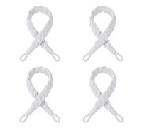 TopHomer Lot de 4 embrasses de rideaux - 6 options de couleur, attaches de rideaux avec 2 crochets métalliques, embrasses de rideaux en corde tissée pour maison, hôtel (blanc)