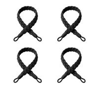 TopHomer Lot de 4 embrasses de rideaux - 6 options de couleur, attaches de rideaux avec 2 crochets métalliques, embrasses de rideaux en corde tissée pour maison, hôtel (noir)
